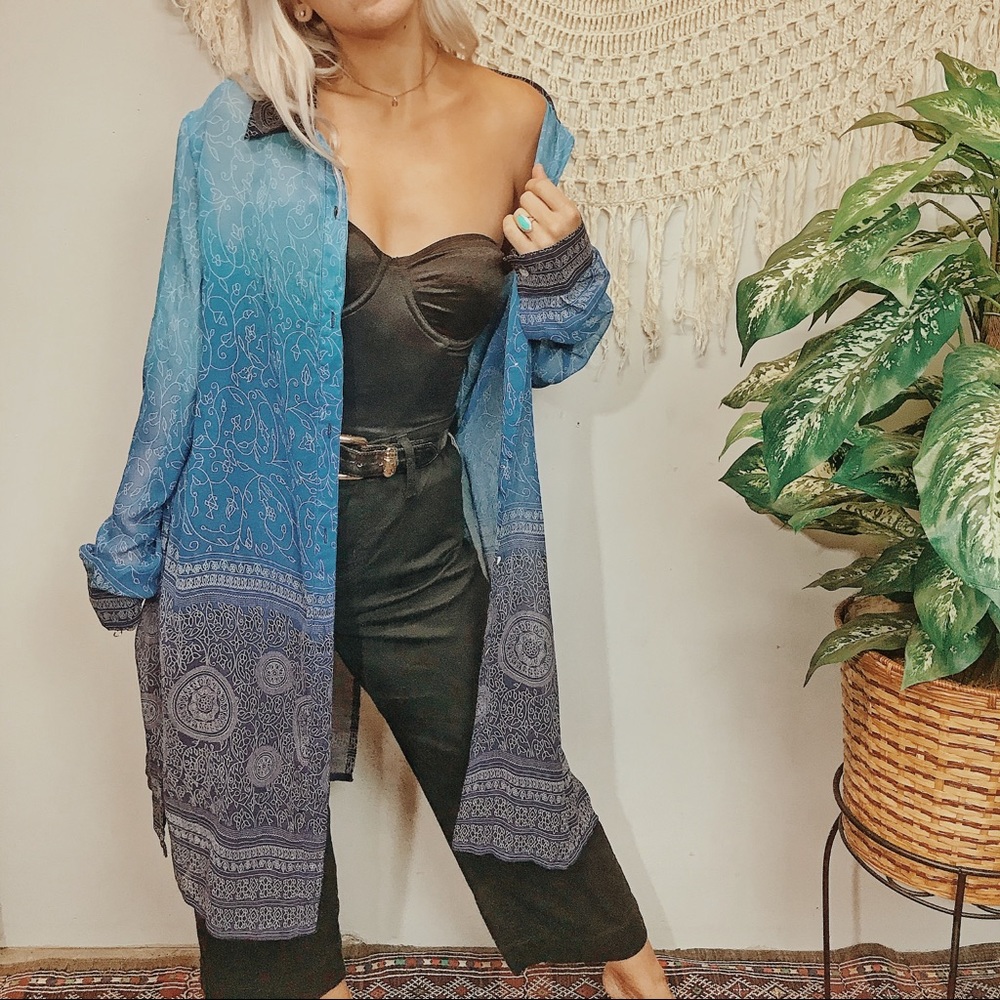 Blue Sheer Duster Tunic Top